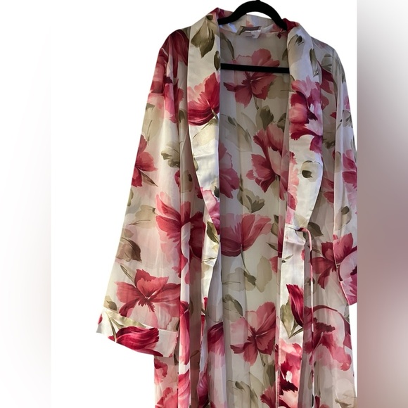 Vintage California Dynasty Pink Floral Robe Women’s Size Small - Picture 2 of 7